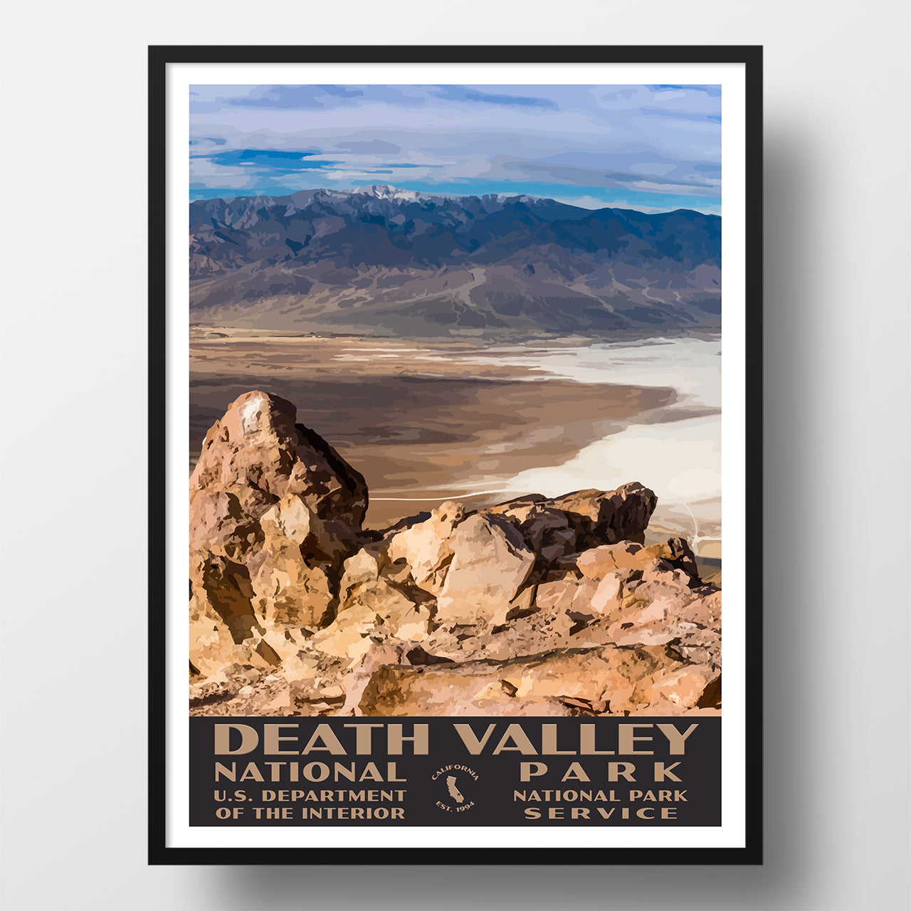 Death Valley National Poster-WPA Just Go – Park Travel Studios View) (Dantes