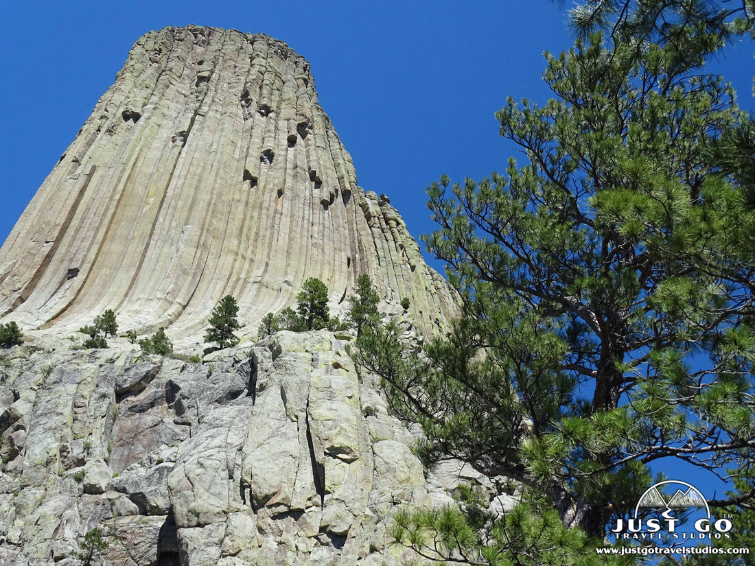 Devils Tower with blue sky