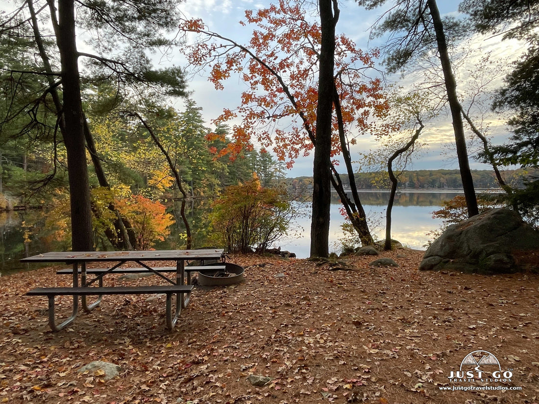 Picnic Table overlooking the lake at the Pawtuckaway State Park Campground