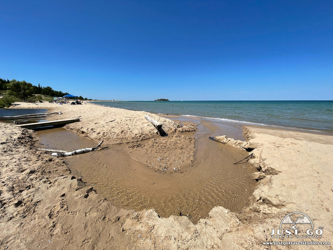 view from the sand beach at fisherman's island state park