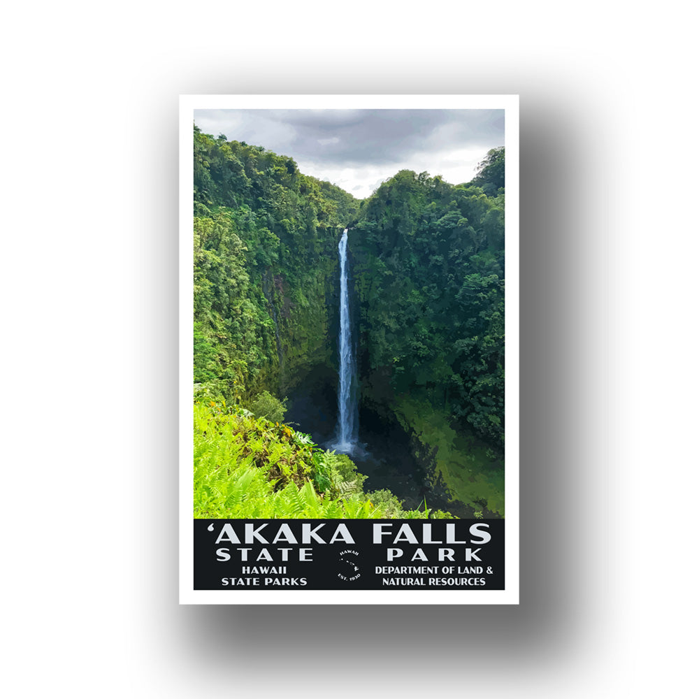 Akaka Falls State Park Poster-WPA (Cloudy Sky)