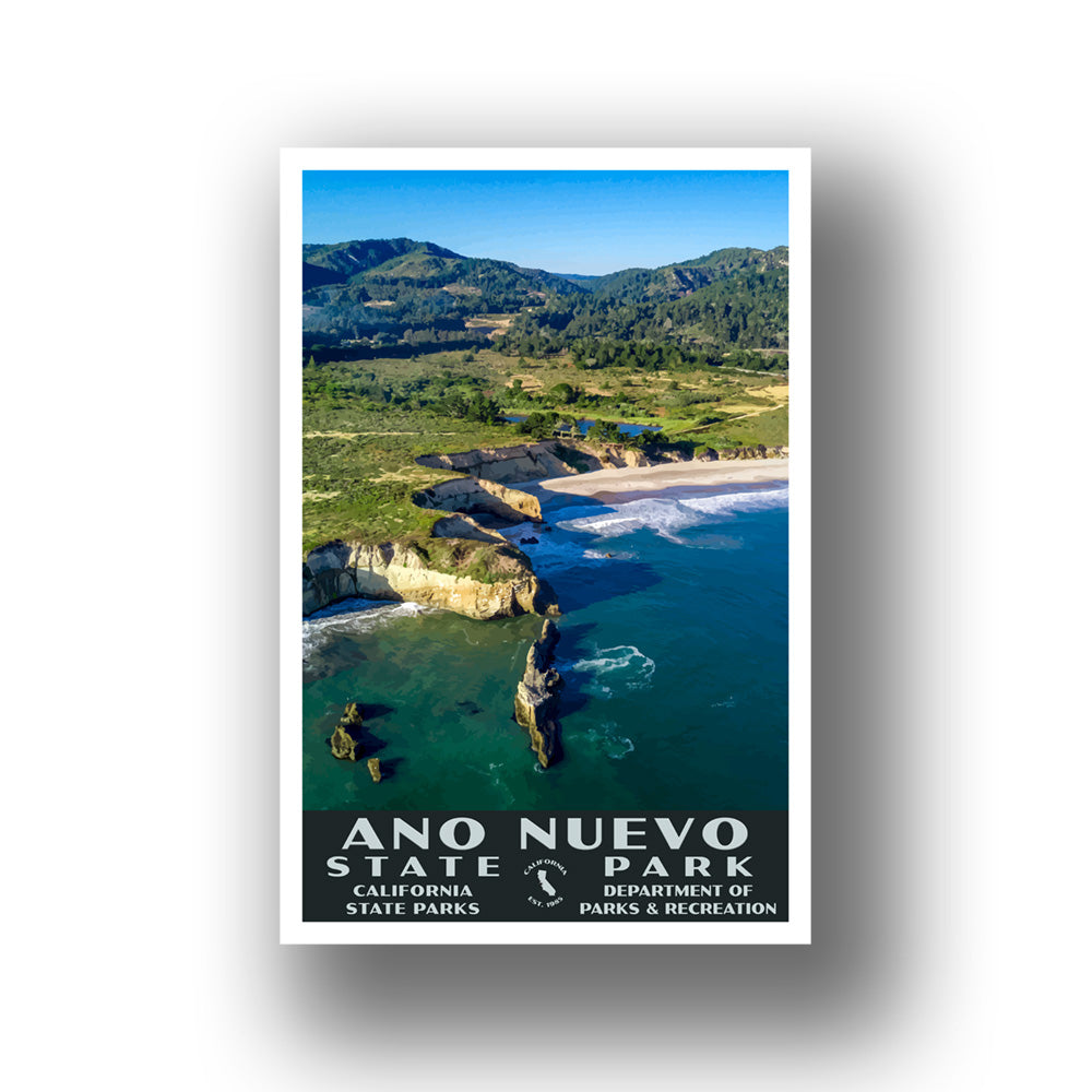 Ano Nuevo State Park Poster-WPA (Beach View)