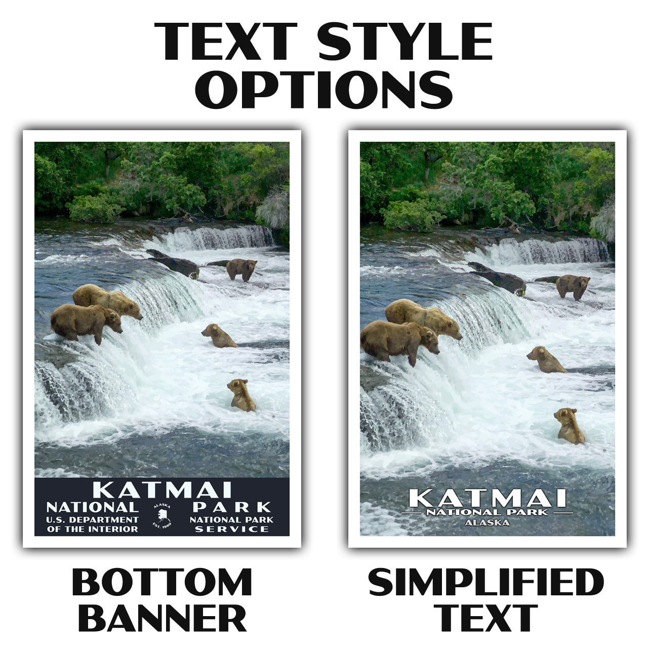 Katmai National Park Poster-WPA (Brooks Falls)