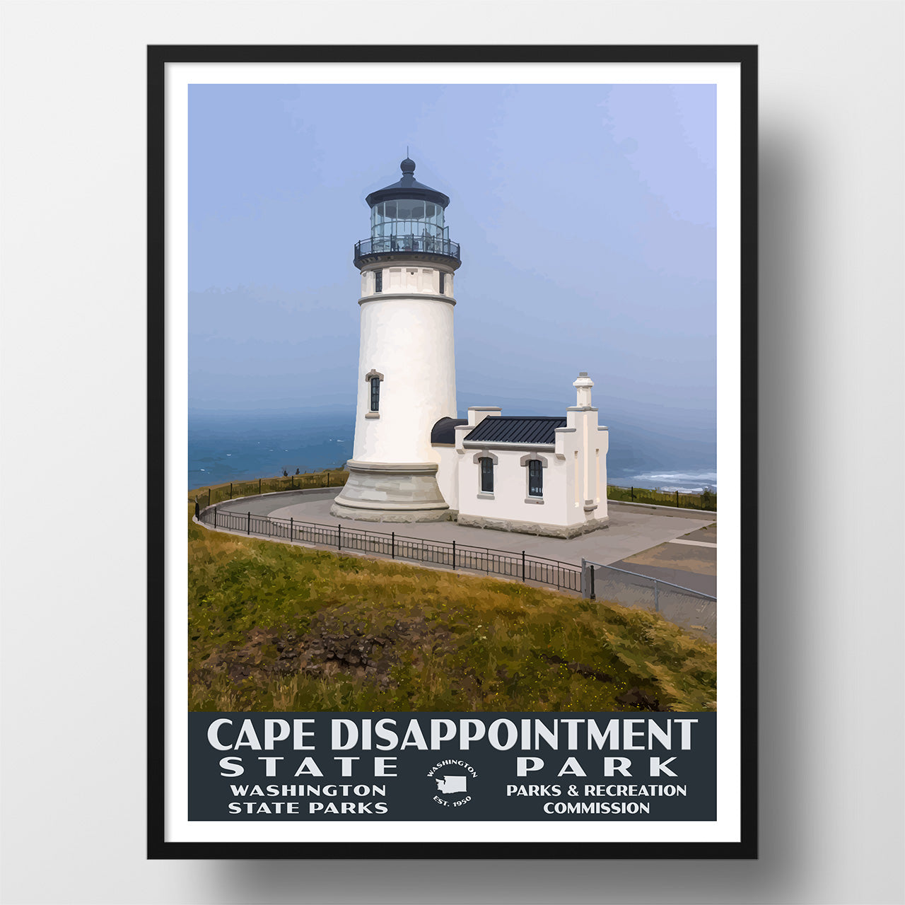 Cape Disappointment State Park Poster-WPA (North Head Lighthouse in fo ...