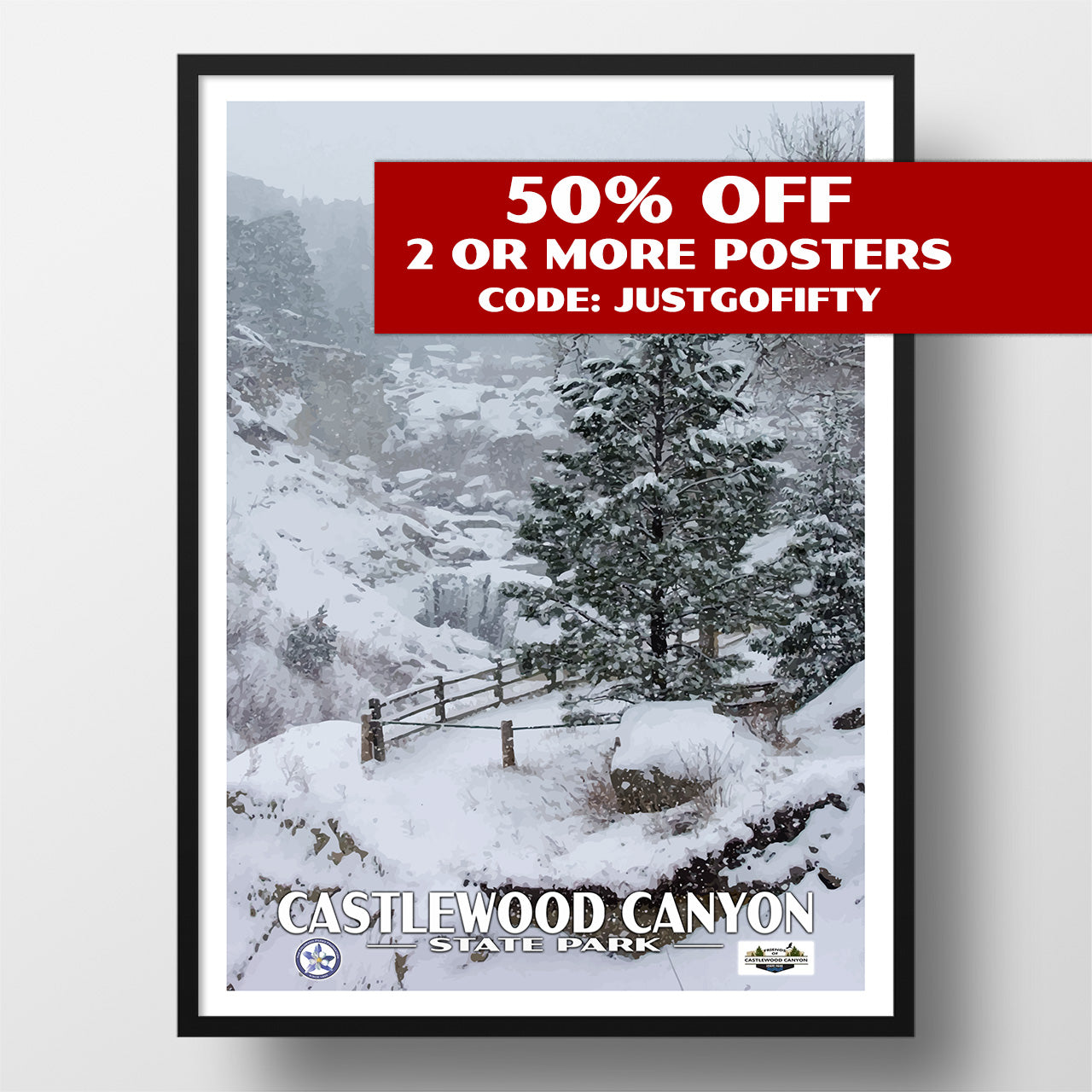 Castlewood Canyon State Park Poster - WPA (Snow) - CPF / FOCCSP