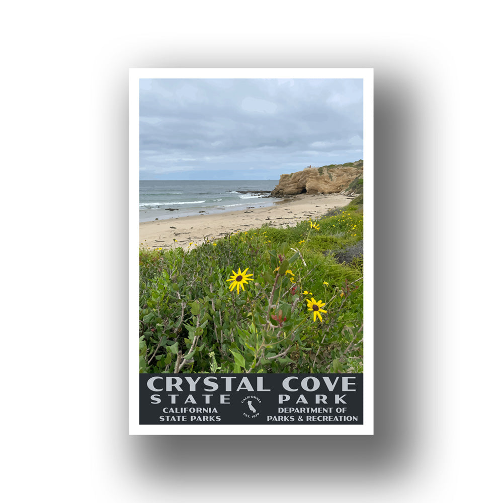 Crystal Cove State Park Poster-WPA (Yellow Flowers)