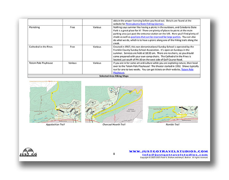 Caledonia State Park Itinerary (Digital Download)