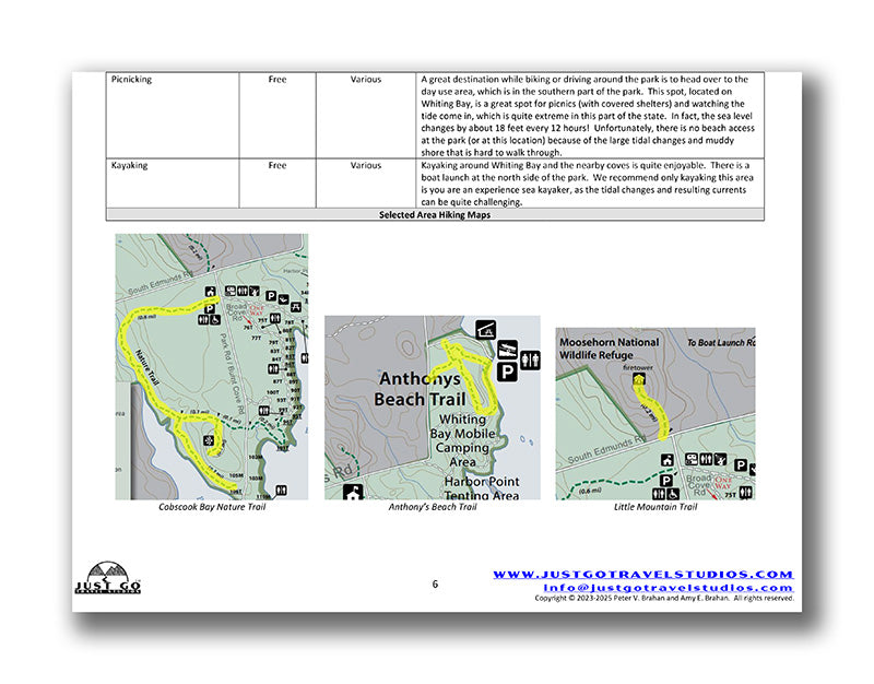 Cobscook Bay State Park Itinerary (Digital Download)