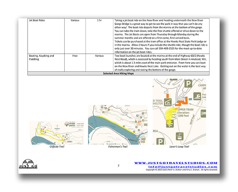 Hawks Nest State Park Itinerary (Digital Download)