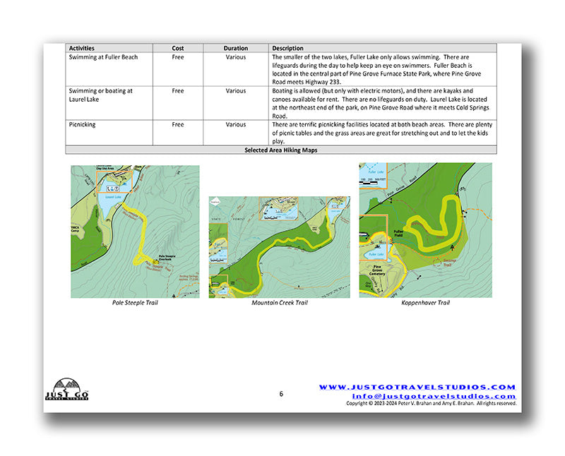 Pine Grove Furnace State Park Itinerary (Digital Download)