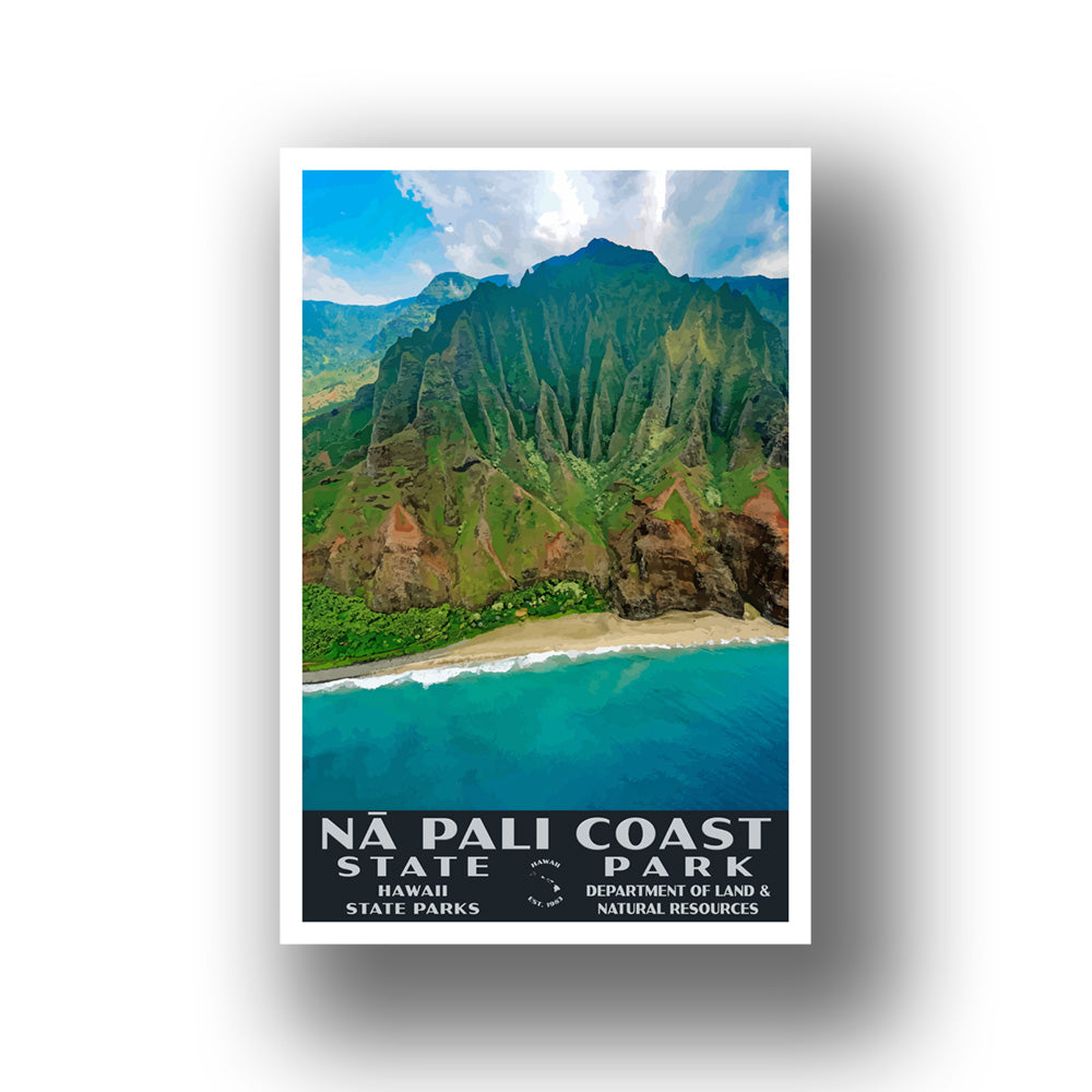 Na Pali Coast State Park Poster-WPA (Aerial View)