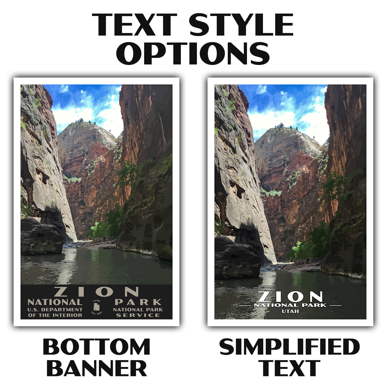 Zion National Park Poster-WPA (The Narrows)