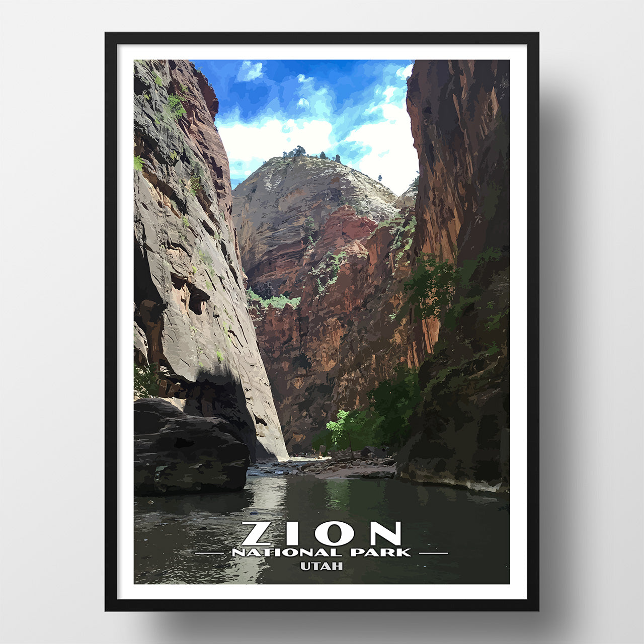 Zion National Park Poster-WPA (The Narrows)