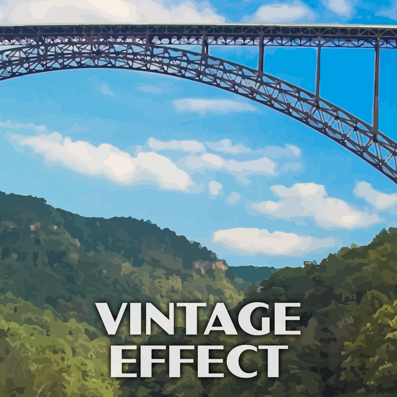 New River Gorge National Park Poster - WPA (New River Gorge Bridge over River)