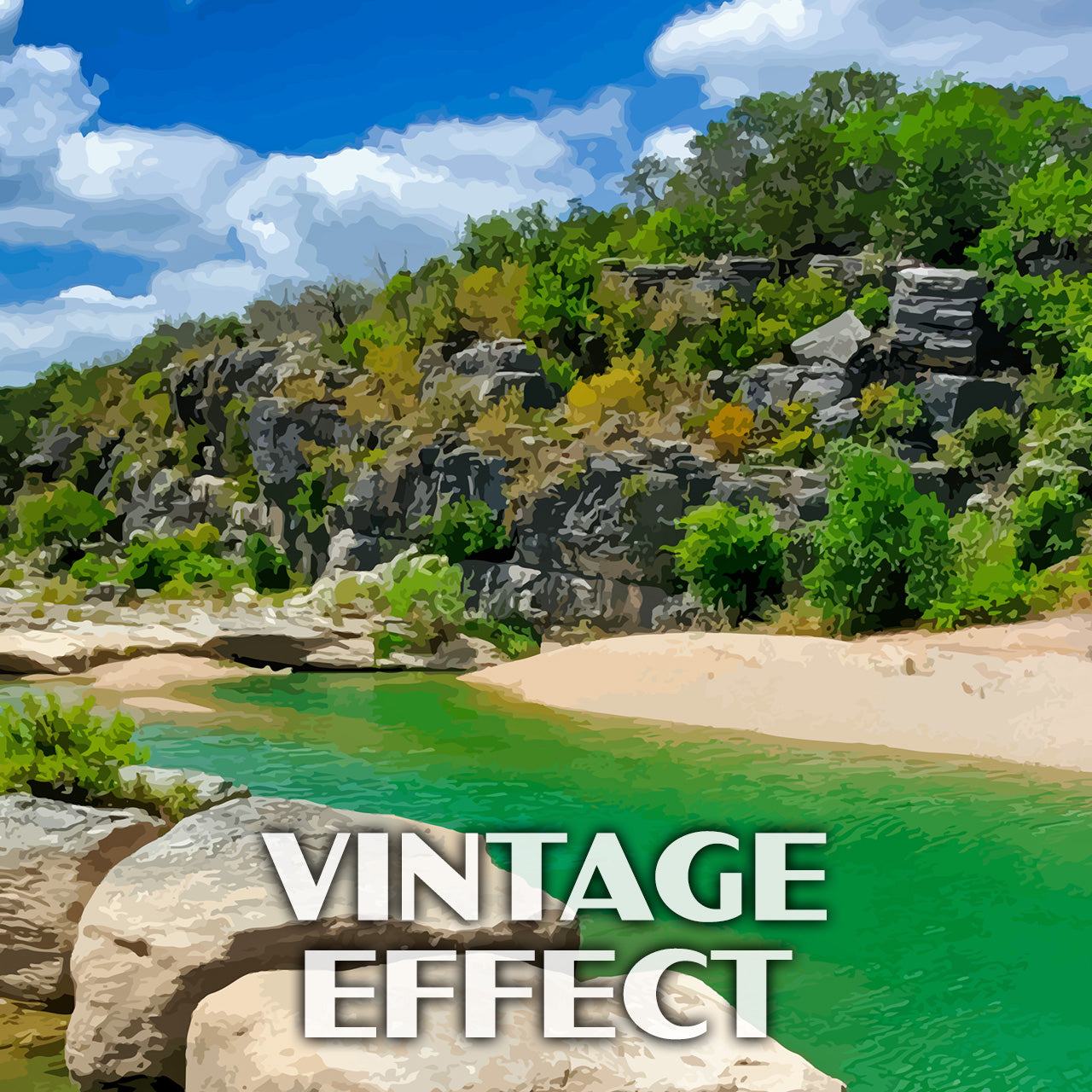 Pedernales Falls State Park Poster-WPA (Green Water)