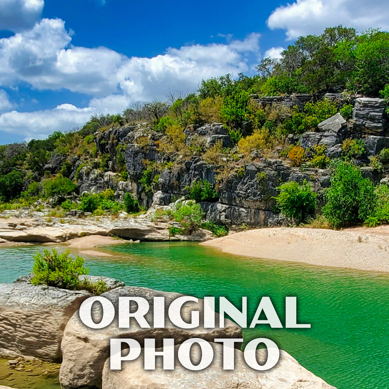 Pedernales Falls State Park Poster-WPA (Green Water)