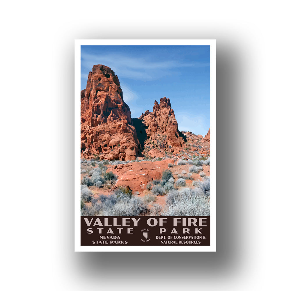 Valley of Fire State Park Poster-WPA (Rock with Sagebrush)