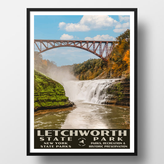 Letchworth State Park Poster - WPA (Inspiration Point Blue Sky)