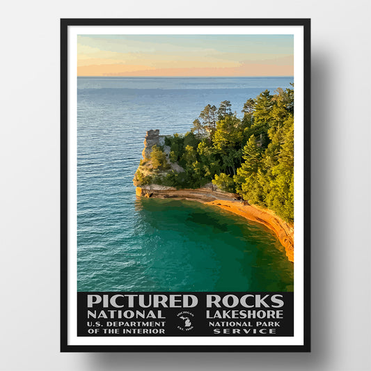 Pictured Rocks National Lakeshore Poster-WPA (Miners Castle)