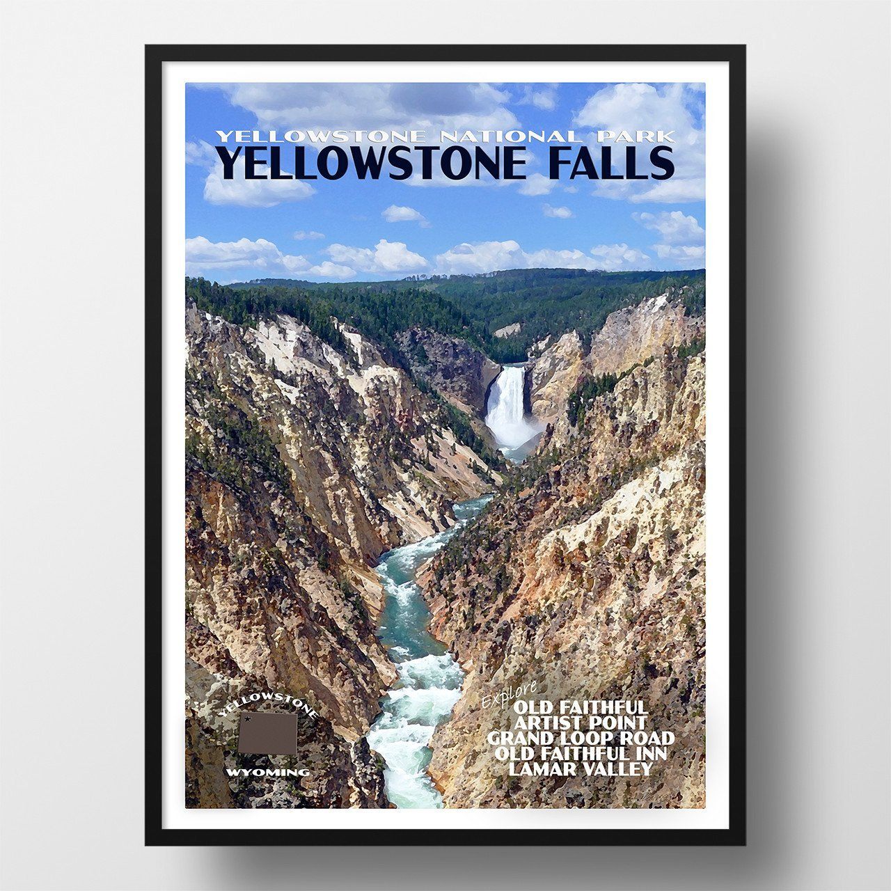 Yellowstone National Park Poster-Yellowstone Falls